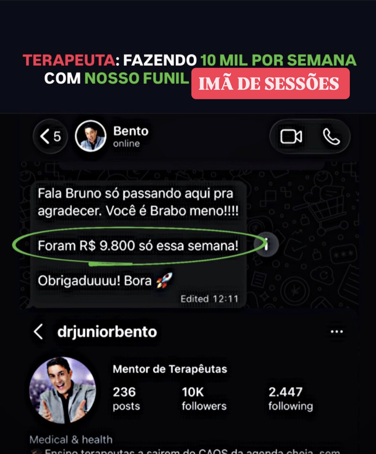 Conversa com Junior Bento e perfil do Instagram