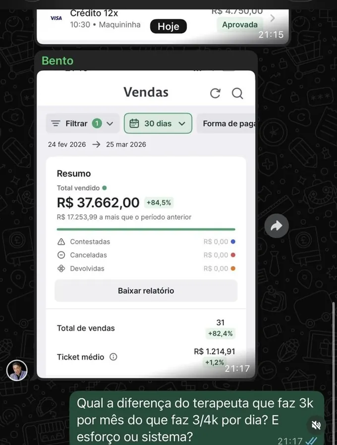 Print de vendas de aluno