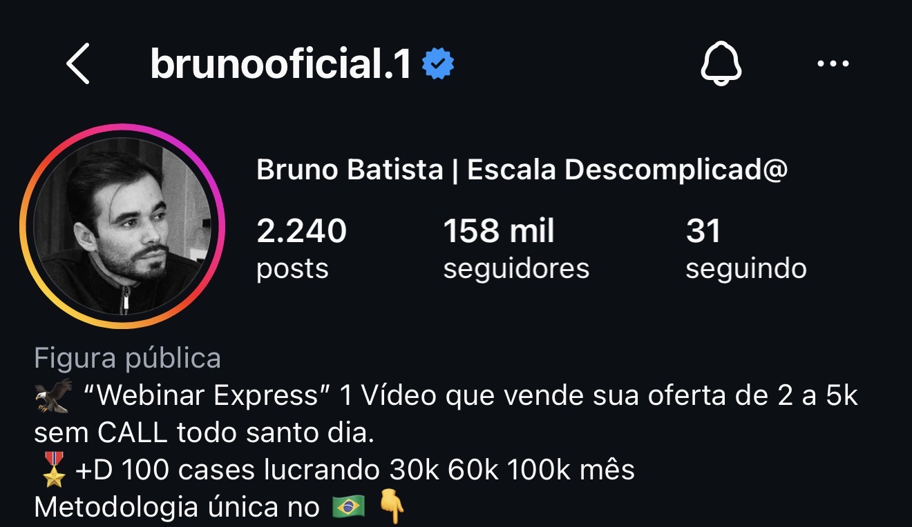 Perfil do Instagram de Bruno Batista